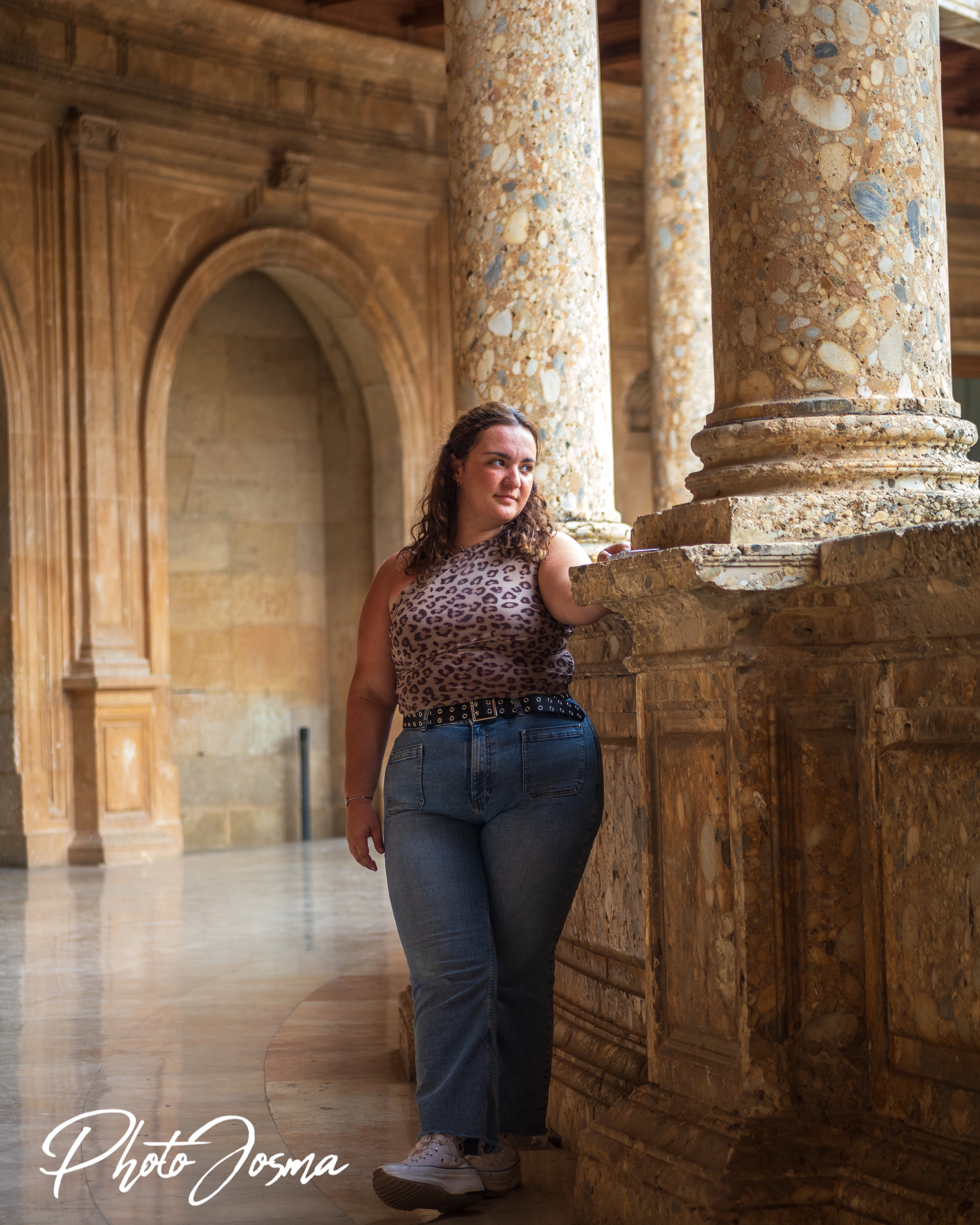 Imagen vertical de la Alhambra de Granada al atardecer con luz dorada